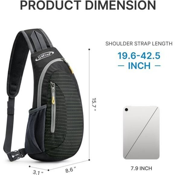 G4Free Sling Backpack Small Crossbody Bag Chest Shoulder Pack for Hiking - Picture 4 of 7